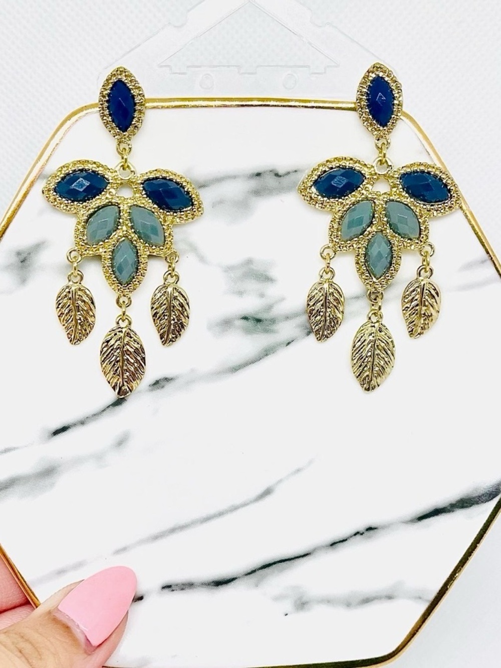 Dashing Dangling Statement Earrings in shades of Blue